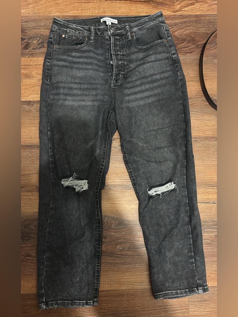 High-Rise Black Distressed Jeans